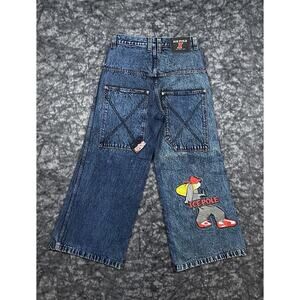 Vtg Ice Pole Jean baggy embroidered Tab Pants 32x29 1/2 wide-leg jnco style EUC
